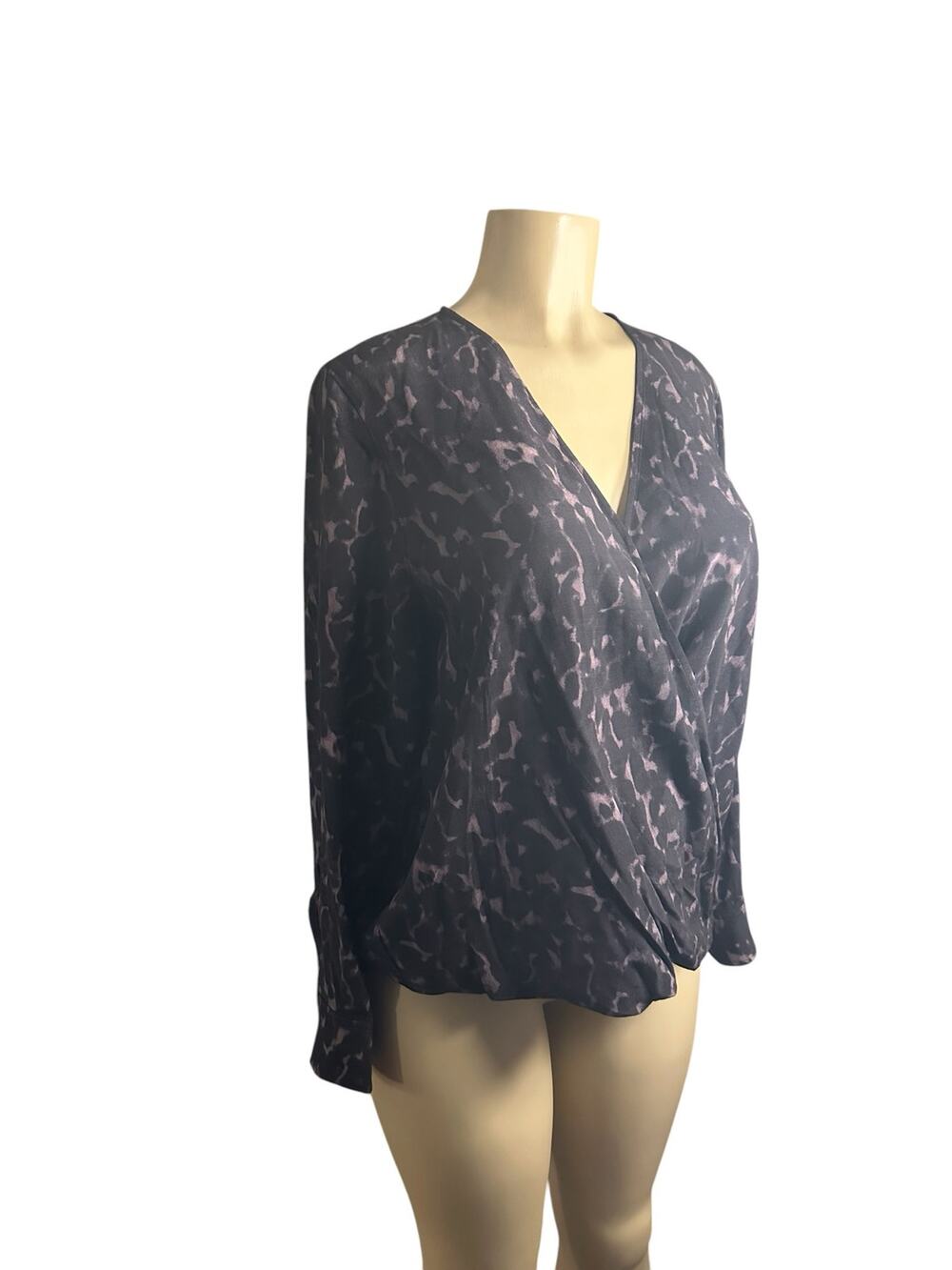 Women M Rails Hillary Diffused Cheetah Surplice Wrap Blouse Shirt Top Printed